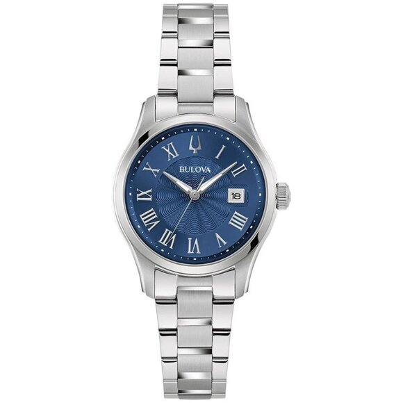 Bulova Women's Wilton Quartz Blue Dial Stainless Steel Watch 29MM 96M163 - Picture 1 of 4